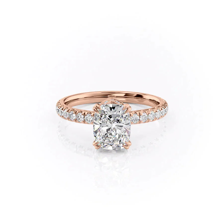 The Sofia Set With A 1.5 Carat Elongated Cushion Lab Diamond