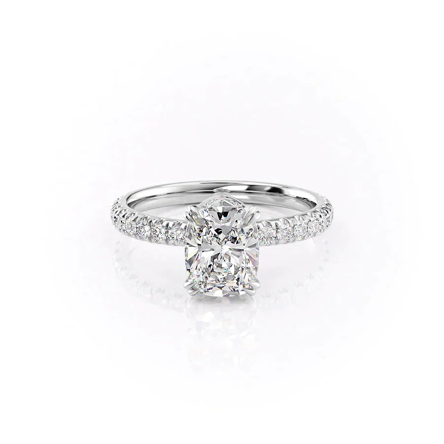 The Sofia Set With A 1.5 Carat Elongated Cushion Lab Diamond