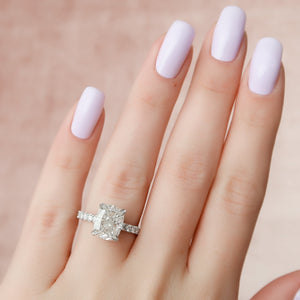 The Sofia Set With A 3 Carat Elongated Cushion Lab Diamond