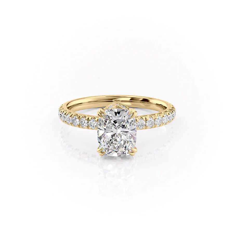The Sofia Set With A 1 Carat Elongated Cushion Lab Diamond