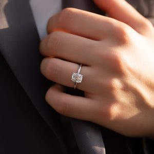 The Kamellie Set With A 4.5 Carat Elongated Cushion Moissanite