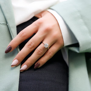 The Kamellie Set With A 4.5 Carat Elongated Cushion Moissanite