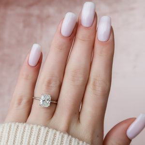 The Kamellie Set With A 4.5 Carat Elongated Cushion Moissanite