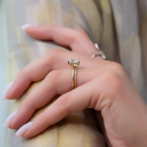 The Kamellie Set With A 4.5 Carat Elongated Cushion Moissanite