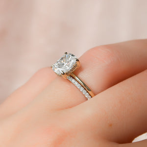The Kamellie Set With A 4.5 Carat Elongated Cushion Moissanite