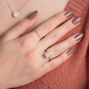 The Kamellie Set With A 4.5 Carat Elongated Cushion Moissanite