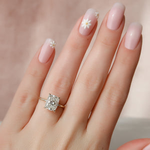 The Kamellie Set With A 4.5 Carat Elongated Cushion Moissanite