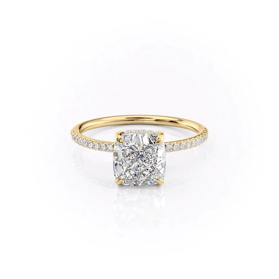 The Pave Kamellie Set With A 1.5 Carat Cushion Lab Diamond