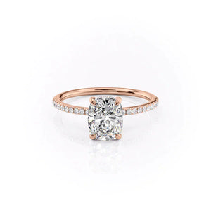 The Pave Kamellie Set With A 3.5 Carat Elongated Cushion Moissanite