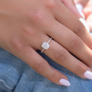 The Pave Kamellie Set With A 2.5 Carat Elongated Cushion Lab Diamond