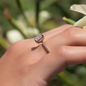 The Pave Kamellie Set With A 2.5 Carat Elongated Cushion Lab Diamond