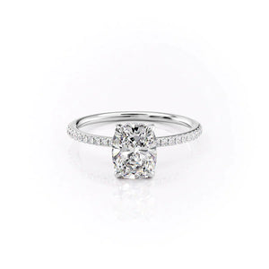 The Pave Kamellie Set With A 1.5 Carat Elongated Cushion Lab Diamond