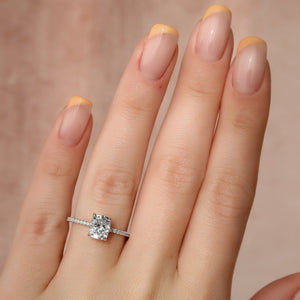 The Pave Kamellie Set With A 2 Carat Elongated Cushion Lab Diamond