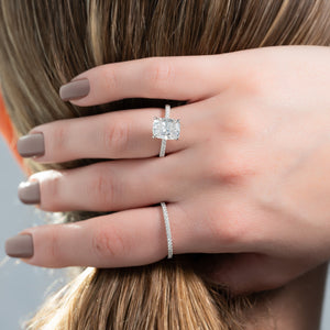 The Pave Kamellie Set With A 2 Carat Elongated Cushion Lab Diamond