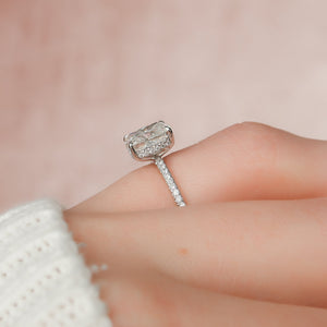 The Pave Kamellie Set With A 2 Carat Elongated Cushion Lab Diamond