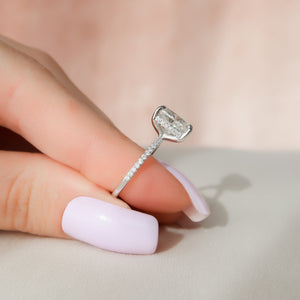 The Pave Kamellie Set With A 2 Carat Elongated Cushion Lab Diamond