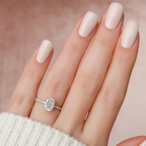 The Pave Kamellie Set With A 2 Carat Elongated Cushion Lab Diamond