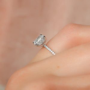 The Pave Kamellie Set With A 2 Carat Elongated Cushion Lab Diamond