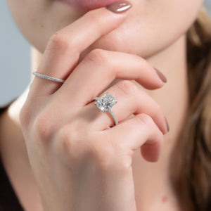 The Pave Kamellie Set With A 2 Carat Elongated Cushion Lab Diamond