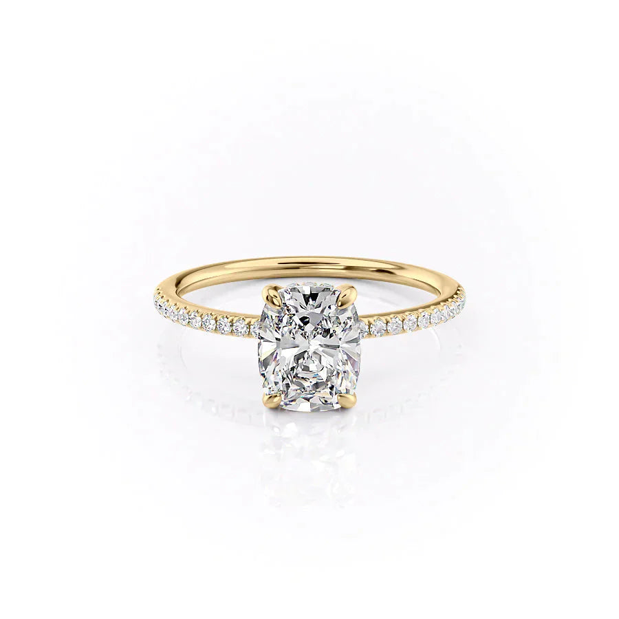 The Pave Kamellie Set With A 4.5 Carat Elongated Cushion Moissanite