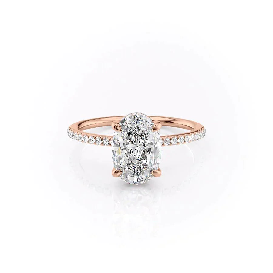 The Pave Kamellie Set With A 3.5 Carat Oval Moissanite