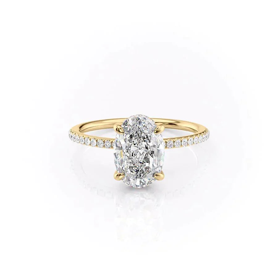 The Pave Kamellie Set With A 3.5 Carat Oval Moissanite