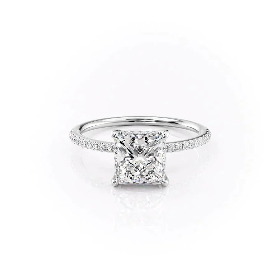 The Pave Kamellie Set With A 2.5 Carat Princess Moissanite