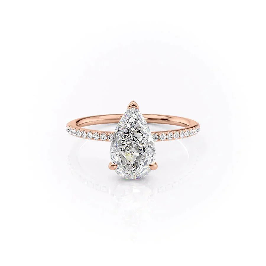 The Pave Kamellie Set With A 1 Carat Pear Lab Diamond