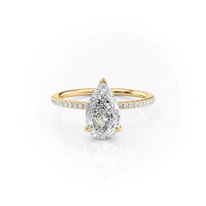 The Pave Kamellie Set With A 3.5 Carat Pear Moissanite