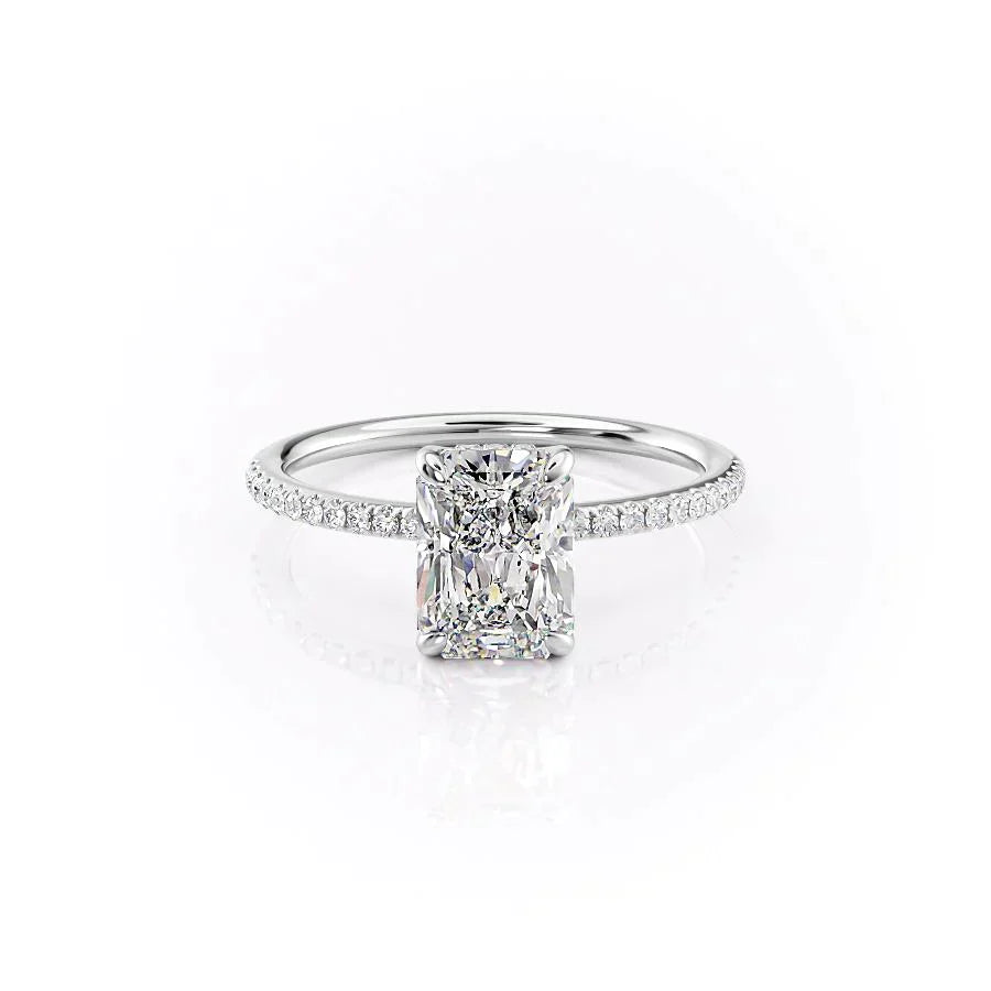 The Pave Kamellie Set With A 1.5 Carat Radiant Moissanite