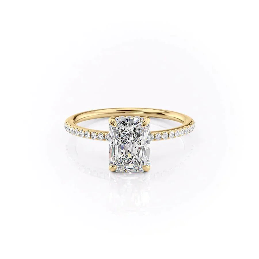 The Pave Kamellie Set With A 2.5 Carat Radiant Moissanite
