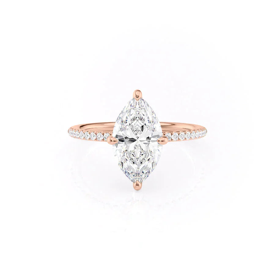 The Pave Kamellie Set With A 4.5 Carat Marquise Moissanite