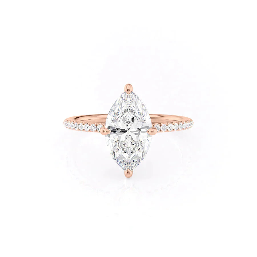 The Pave Kamellie Set With A 1 Carat Marquise Lab Diamond