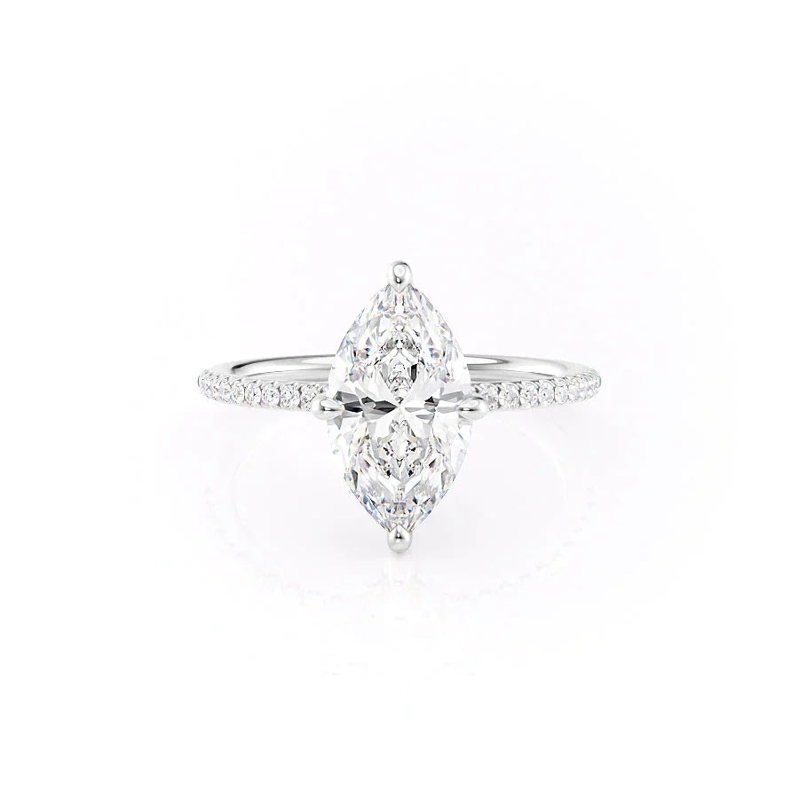 The Pave Kamellie Set With A 1.5 Carat Marquise Moissanite