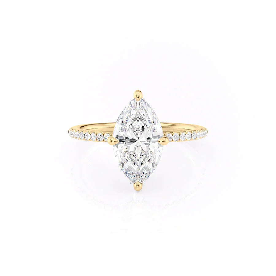 The Pave Kamellie Set With A 1.5 Carat Marquise Moissanite