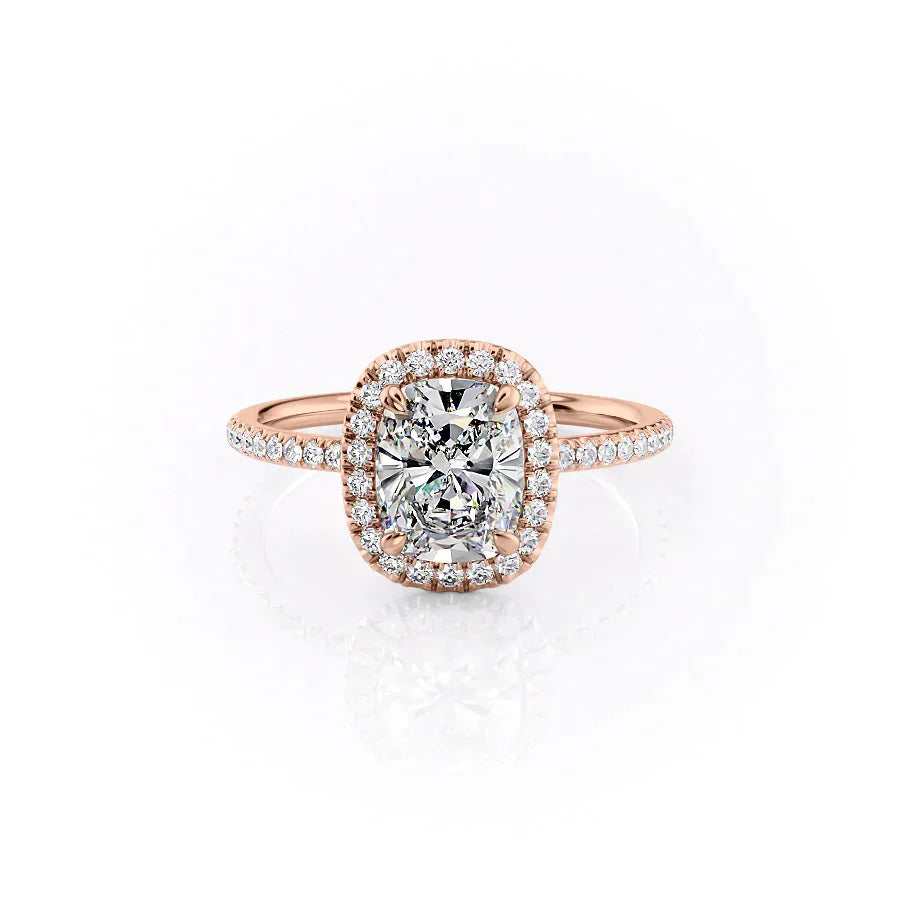 The Michelle Set With A 1.5 Carat Elongated Cushion Moissanite