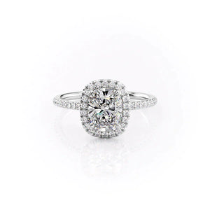 The Michelle Set With A 2.5 Carat Elongated Cushion Moissanite