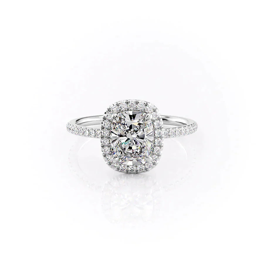 The Michelle Set With A 3.5 Carat Elongated Cushion Moissanite