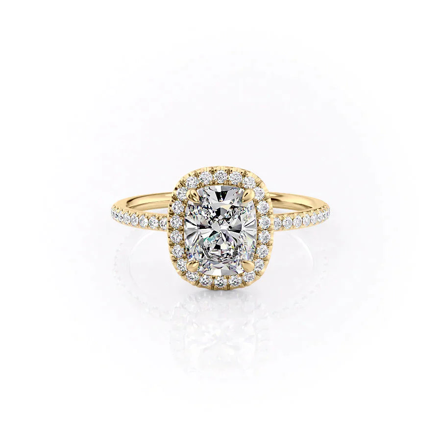 The Michelle Set With A 2 Carat Elongated Cushion Moissanite