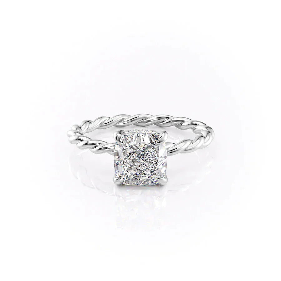The Alice Set With A 1.5 Carat Cushion Moissanite