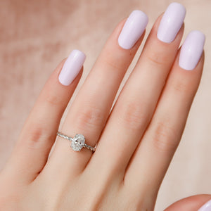 The Alice Set With A 1 Carat Oval Moissanite