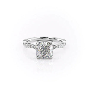 The Jasmine Set With A 2.5 Carat Cushion Lab Diamond