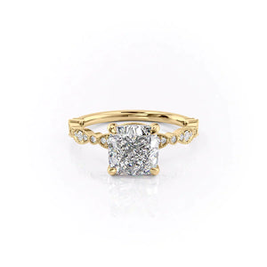 The Jasmine Set With A 2.5 Carat Cushion Lab Diamond