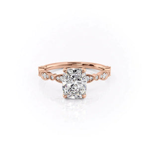 The Jasmine Set With A 2.5 Carat Elongated Cushion Lab Diamond