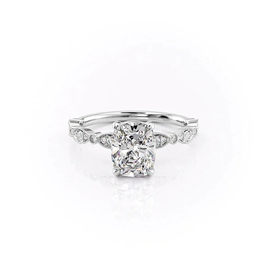 The Jasmine Set With A Elongated Cushion Moissanite