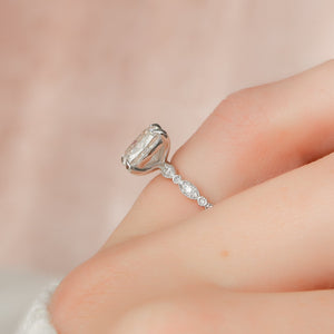 The Jasmine Set With A 3 Carat Elongated Cushion Lab Diamond