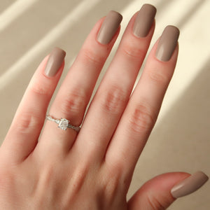 The Jasmine Set With A 3 Carat Elongated Cushion Lab Diamond