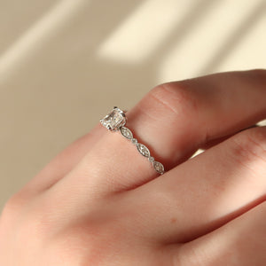 The Jasmine Set With A 3 Carat Elongated Cushion Lab Diamond