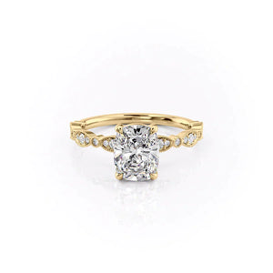 The Jasmine Set With A 1 Carat Elongated Cushion Lab Diamond