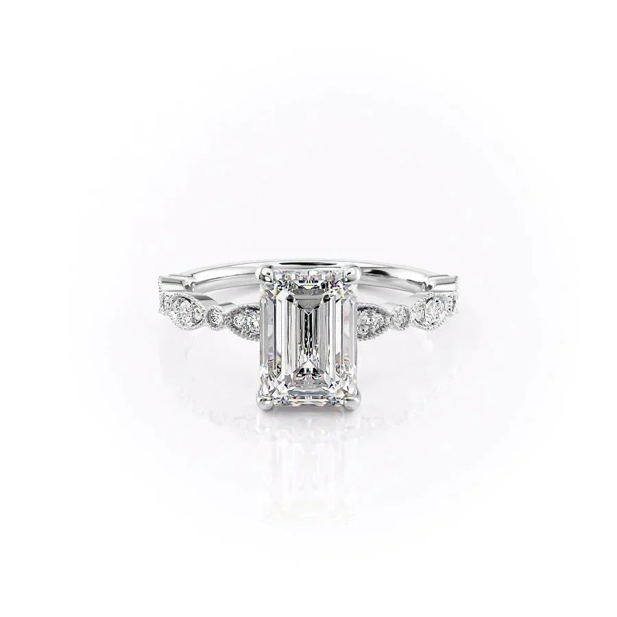 The Jasmine Set With A Emerald Moissanite